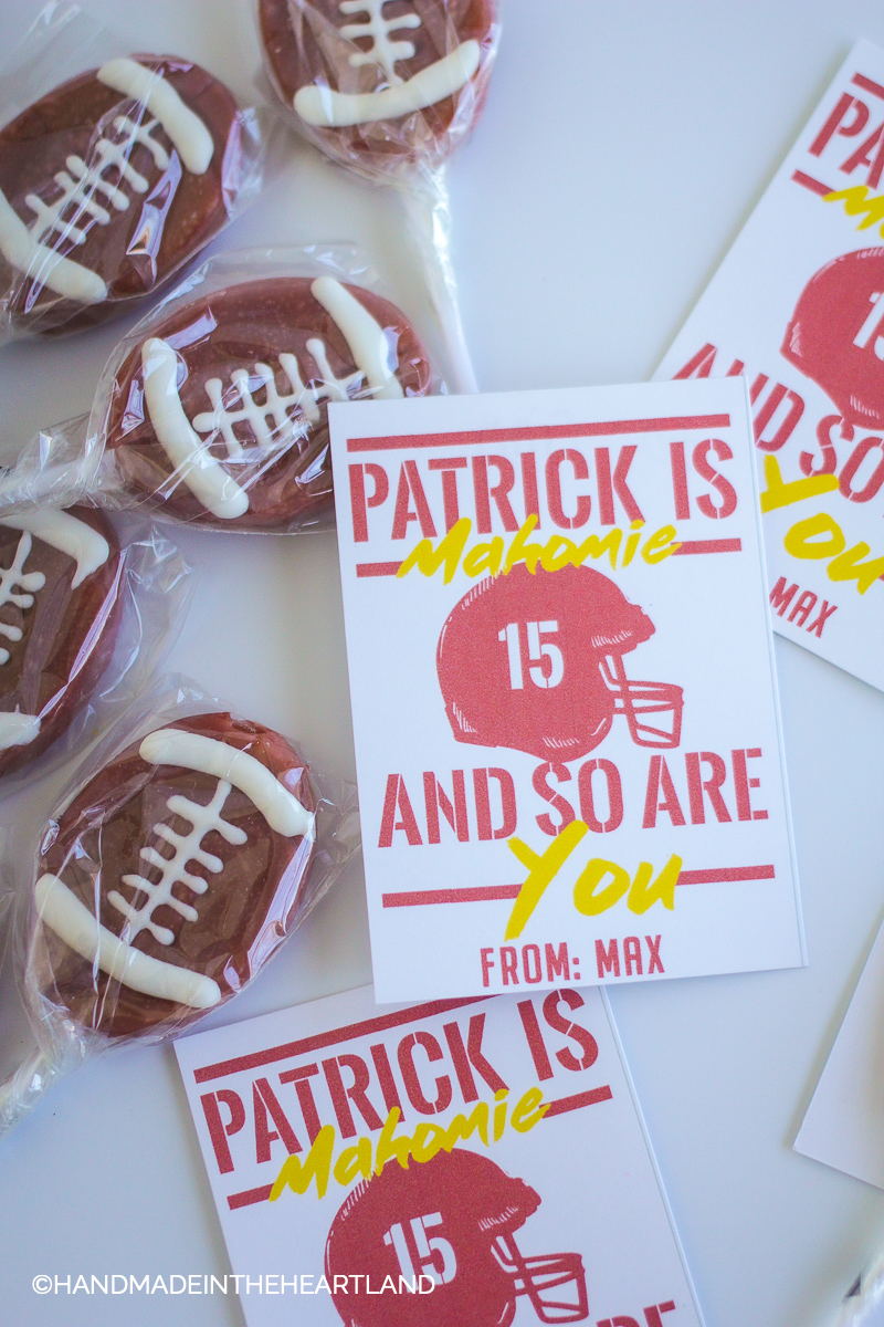 patrick mahomes free printable valentine - handmade in the heartland